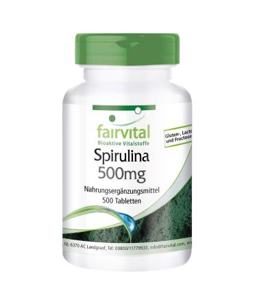 Fairvital | Spirulina tablets 500mg - HIGH DOSE - VEGAN - 500 tablets - Spirulina platensis - no additives