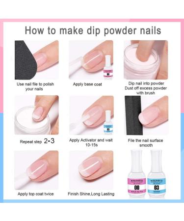 2 in 1 Dip Powder Base Top Coat with Activator Dip Powder Liquids Set for Dipping Powder Starter Kit Dry Fast Easy to Apply and No UV LED Needed (2x15ml) - Buy Online on GoSupps.com