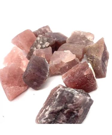 Natural Crystal Rough Natural Crystals and Stones Natural Raw Gemstone Red Strawberry Quartz Crystal Material Stone 300g for Decoration QINTINYIN