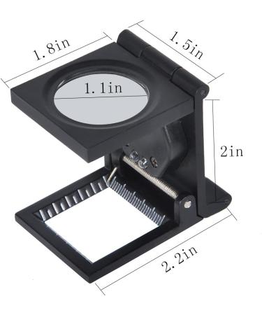 Yosoo 10 x 28mm Linen Test Three Folding Magnifying Glass Portable Zinc Alloy Magnifier (10X Lens with LED Lamp for Textile Jewelry Collection Repair Black - Buy Online on GoSupps.com