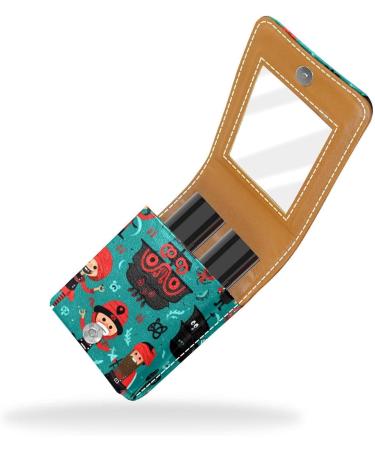 Buy Cartoon Pirate Ocean Theme Leather Lipstick Case Mini Lip Gloss Organizer with Mirror | International Shipping Available - Buy Online on GoSupps.com