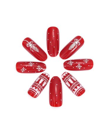 Brishow Christmas Artificial Nails - 24 Ballerina Red Press-On Acrylics for Women & Girls - Buy Online on GoSupps.com