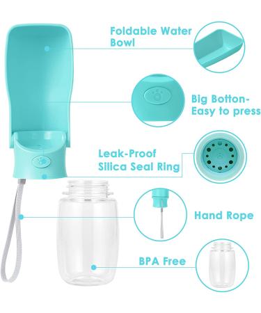 Wimans Dog Water Bottle - Portable & Leak Proof 12oz/19oz Dispenser - Dishwasher Safe, Easy to Carry - Ideal for Walking, Hiking, Travel - Food Grade Plastic - Mint Green - Buy Online on GoSupps.com