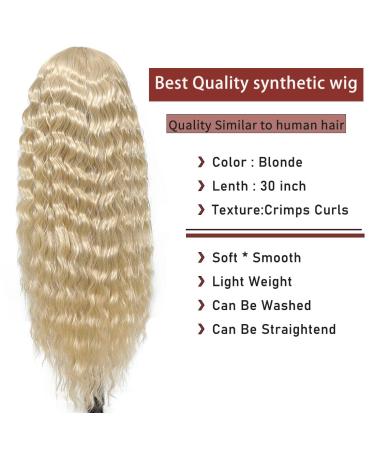 30 Inch Blonde Loose Deep Wave Synthetic Lace Front Wig for Women with Simulated Scalp - Buy Online on GoSupps.com