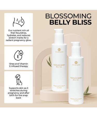 Fearless Mama Belly Oil | Prevent Stretch Marks & Soothe Skin | Quick-Dry Pregnancy Body Oil with Shea & Vitamin E - Buy Online on GoSupps.com