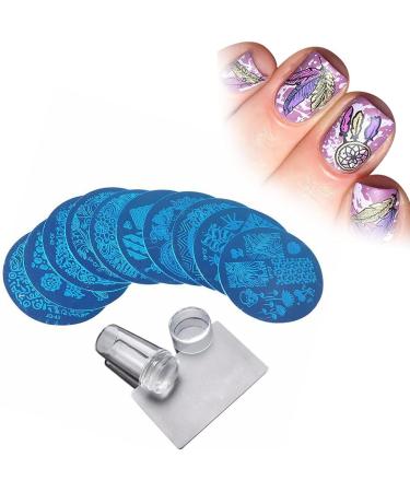 Encomy Nail Art Stamping Kit - DIY Manicure Tool with Clear Nail Stamp & Pressure Templates for Stunning Nail Designs - Buy Online on GoSupps.com