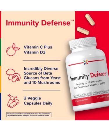 Stop Aging Now - Immune Support - with Vitamin C Vitamin D3 and Mushroom Complex - 60 Vegetarian Capsules - Buy Online on GoSupps.com
