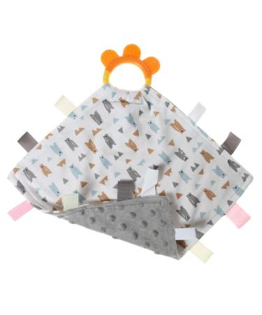 AmazingM Cute Baby Security Blanket with Tags Teether Soft Soothing  Comfortable Dotted Backing Taggy Blanket for Boys and Girls. (Little Bear)