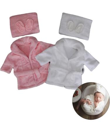 Cartbag Newborn Baby Photo Props - Pink & White Bathrobe & Towel Sets for Girls 0-6 Months - Buy Online on GoSupps.com