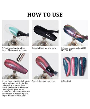 Cat Eye Gel Nail Polish - Glitter Soak Off 15ml - Blue & Pink | Magnet Stick & Holographic Nail Art - Buy Online on GoSupps.com