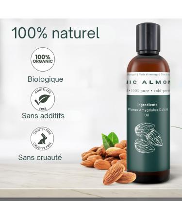 Relax Master Huile d'amande 100 % bio - 150 ml - Press e froid et pure - Huile d'amande douce pour cheveux peau et visage - Buy Online on GoSupps.com