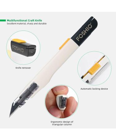 FOSHIO 9MM Craft Knife with Auto-Locking Retractable Design and 10 Replacement Blades - Ideal for Art, Model Making, and Box Cutting - Buy Online on GoSupps.com
