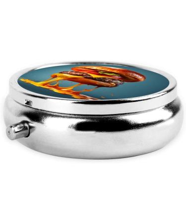 Burger Butter Melted Portable Pill Box - Round Mini 3-Compartment Metal Organizer for Travel Black - Buy Online on GoSupps.com