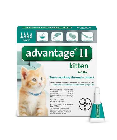 Bayer Advantage II Kitten Flea Treatment for Kittens, 2 - 5 lb, 4 doses