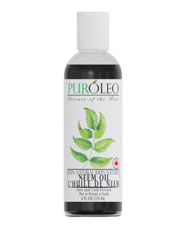 PUROLEO NEEM Oil 100% Pure (MADE IN CANADA) | Natural Cold Pressed Unrefined Neem Oil for Multipurpose Use | Neem Oil extracted from NEEM Plante Cold pressed Chemical free Hexane Free Neem Oil (4 Fl Oz)