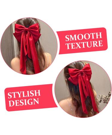 SKISUNO Satin Ribbon Hairpin Big Hair Bows Hair Barrettes for Teen Ponytail Clip Accessories for Teen Teen Hair Bows Hair Bow Barrette Hair Clips for Makeup Red Hair Bow - Buy Online on GoSupps.com