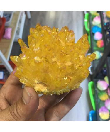 Natural Yellow Crystal Cluster Electroplated Quartz Crystal Cluster Suitable for Home Raw Stones and Minerals Home Goods 350-400g - Buy Online on GoSupps.com