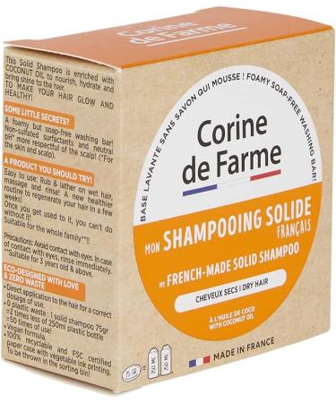 Corine de Farme - Eco Pack of 12 x 75gr - My French Solid Shampoo for Dry Hair - Coconut Oil - Nourishes Hydrates and Shines - Vegan Clean Beauty - Buy Online on GoSupps.com