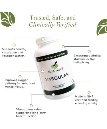 M.D. Blend Vascular Support Supplement L-Arginine, Garlic, Pomegranate & Beet Root Formula Supports Circulation, Blood Flow & Nitric Oxide Production 120 Capsules (Pack of 1) - Buy Online on GoSupps.com