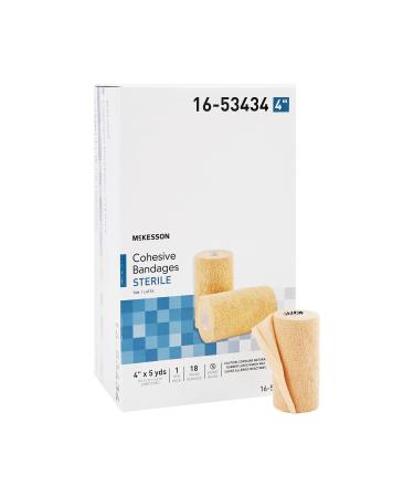 McKesson Cohesive Bandage Sterile Self-Adherent Closure Tan 4 in x 5 yds 1 Count 18 Packs 18 Total 4 Inch X 5 Yard 18 Count