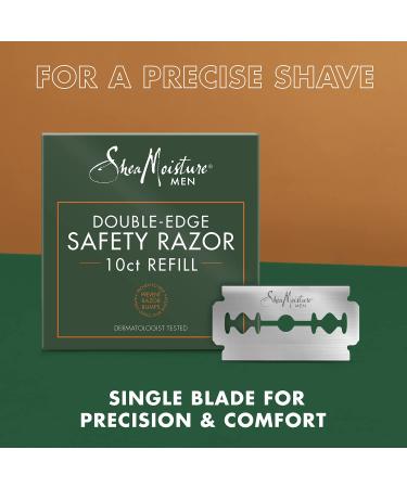 Shea Moisture Men's Double Edge Safety Razor Set | Stainless Steel Razor & 10 Platinum Blades | Perfect Dad Gifts | International Shipping - Buy Online on GoSupps.com
