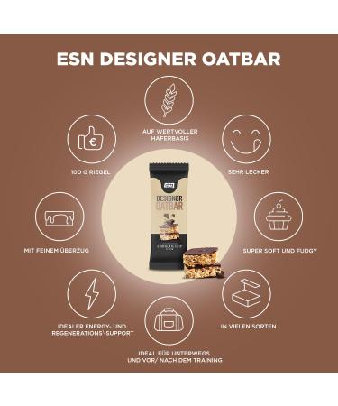 ESN Designer OAT Bar Box - Chocolate Chip 12 x 100g | Power-Packed Oat Batch Perfect for On-The-Go | Quality Tested & Made in Germany - Buy Online on GoSupps.com