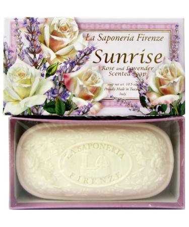 Sunrise'- Rose and Lavender Scented Soap 10.5 Ounces by Saponificio Artigianale Fiorentino. Luxury Single Handmade Soap Bar (TZ479)