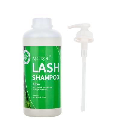 Eyelash Extension Cleanser Aloe 1L Natural Lash Extension Shampoo Professional Eyelid Foaming Cleanser Paraben & Sulfate Free Non-lrritating with Salon and Home Care Aloe Vera 1 l (Pack of 1)