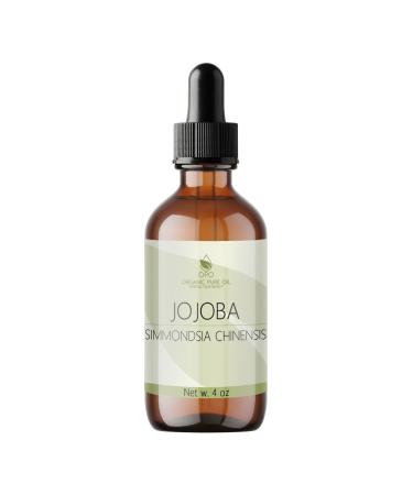 Jojoba Oil - Pure Cold Pressed Unrefined Virgin Hydrating & Moisturizing Carrier Oil for Skin Hair Face Facial Care Body Massage Ear Beard Makeup Remover - 4 oz Glass & Dropper - OPO 4 Fl Oz (Pack of 1)