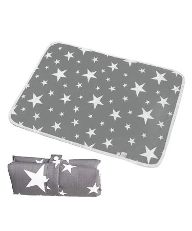 Portable Nappy Changing Mat Foldable | 35cm x 60cm | Diaper Changing Pad Waterproof Travel Changing Mat for Home Travel Outside (Grey Star)