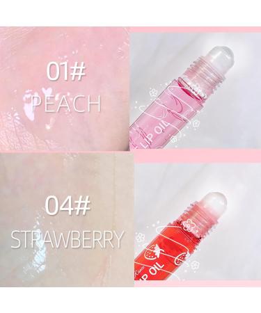  Elitecran Set of 4 glossy lip rolls fruit-flavored lip gloss long-lasting moisturizing clear oil liquid lipstick glitter long-lasting lip balm - Buy Online on GoSupps.com