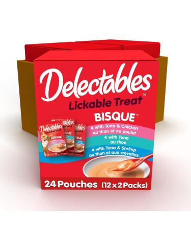 Hartz Delectables Bisque Lickable Wet Cat Treats Variety Flavours 24 Pack Variety Flavour 1 g (Pack of 24)