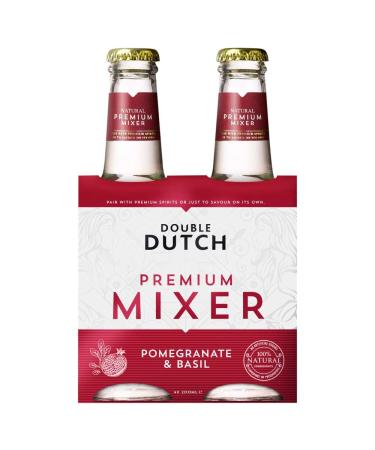 Pack of 4 x 800ml Pomegranate & Basil Flavored Tonic Water - Low Calorie - Perfect Cocktail Mixer, No Artificial Colors or Flavors