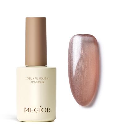 MEGIOR Pearl Jelly Brown Gel Nail Polish 15ML Shimmer Gel Polish 1PC White Glitter Nail Polish Gel Soak Off UV Gel Polish Translucent Color Neutral Gel Polish for Nail Art Manicure DIY at Home