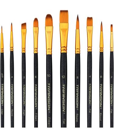 Transon 20pcs Art Painting Brush Set for Acrylic Watercolor Gouache - Ideal for Hobby, Crafts, Face Painting - Black - Buy Online on GoSupps.com