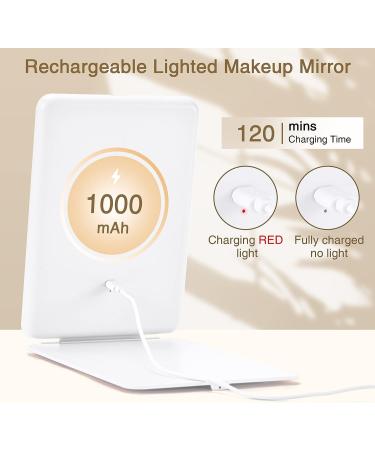 DTBG 10X Magnifying Travel Makeup Mirror with Dimmable LED Light - USB Rechargeable Portable Cosmetic Mirror for Women (White) - Buy Online on GoSupps.com