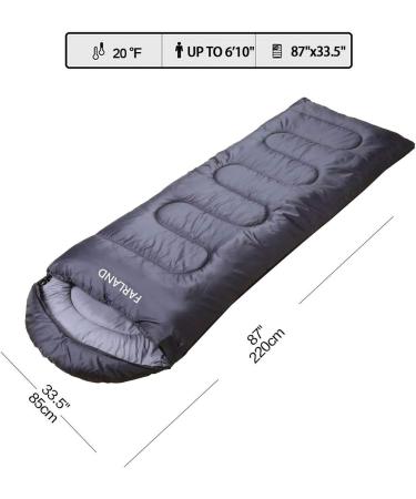 FARLAND 20 Sleeping Bag for Adults Teens Kids | Lightweight & Waterproof 3-4 Season Camping, Hiking, Backpacking | Portable with Compression Sack | Dark Grey - Buy Online on GoSupps.com