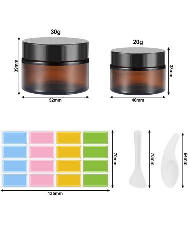 Collazoey 10-Piece Amber Glass Cream Jars Set | 20ml & 30ml Refillable Ointment Pots with Lids | Ideal for Cosmetics & Essential Oils | International Shipping Available - Buy Online on GoSupps.com