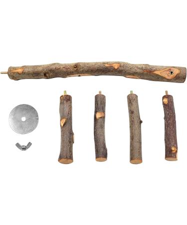 Suruikei Bird Perch Stand Toy for Small Parakeets, Cockatiels, Conures - Natural Apple Hard Wood Platform with Paw Grinding Stick - Cage Accessories for Love Birds, Finches - Set 1 - Buy Online on GoSupps.com