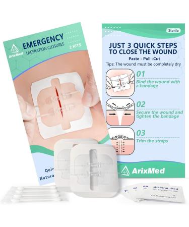ArixMed Emergency Wound Closure Device - Zip Sutures Butterfly Bandaids - Quick Clot for Cuts & Tears - 2 Set (2 PCS) - Buy Online on GoSupps.com