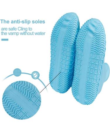 Waterproof Silicone Shoe Covers with Zipper - Blue XL for Women 11.5-14, Men 11-14 | Reusable, Non-Slip, Washable Travel Rain Gear for Footwear Protection - Buy Online on GoSupps.com