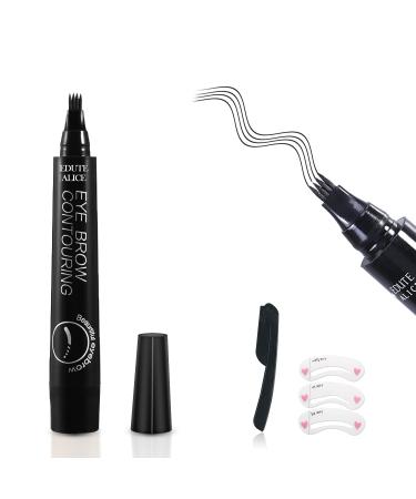 Eyebrow Tattoo Pen  Ksndurn Black Eyebrow Pencil - Waterproof Microblade Brow Pen  Eyebrow Tattoo Pen with a Micro-Fork Tip - Natural Looking Eyebrows Effortlessly with Gift