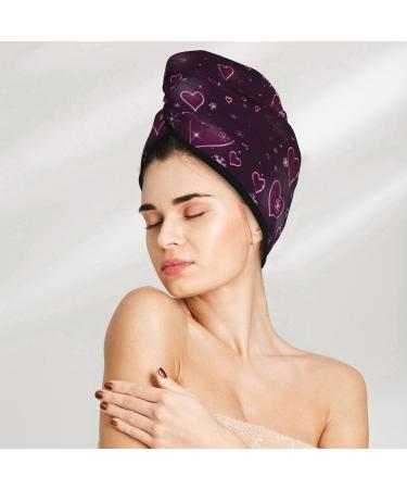 Buy Hair Towel Wrap | Quick Drying Towel Turban with Button | Snowflakes & Hearts Design - Buy Online on GoSupps.com