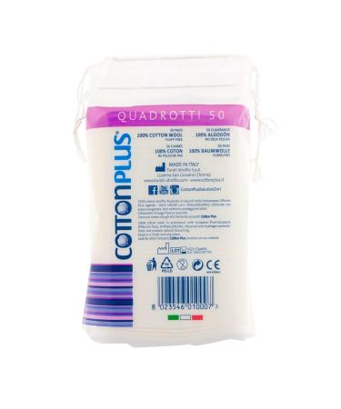 Shop Cotton Plus Quadrotti Cotton Pads - 100% Hydrophilic Cotton Double Texture 50 Pads - Premium Quality for Sensitive Skin | International Shipping Available - Buy Online on GoSupps.com