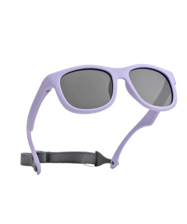 Pro Acme Unbreakable Polarized Baby Sunglasses Flexible Toddler Sunnies with Strap Soft Silicone Frame for 0-24 Months A7 - Purple Frame | Grey Lens
