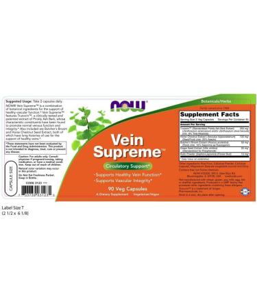 Now Foods Vein Supreme - 90 Veg Capsules for Healthy Circulation - Buy Online on GoSupps.com