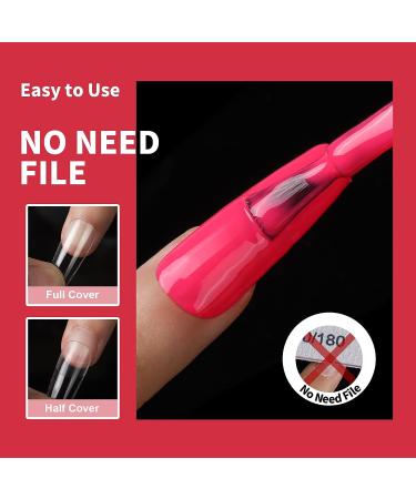 Teenitor Clear Coffin Nail Tips - 240PCS Full Cover Fake Nails with Nail Glue for Ballerina False Nails - Clear Press On Nails - Buy Online on GoSupps.com