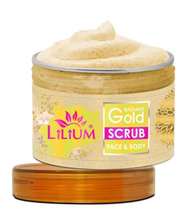 Face & Body Scrub with Gold Dust & Olive Oil | Gentle Exfoliating Acne Scrub | Reduce Dark Spots & Enhance Natural Brightness - 250 gm - Buy Online on GoSupps.com