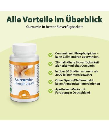 Curcumin Phospholipid 39g Capsules by Dr. Jacobs | 29x Bioavailability | Vegan Piperine-Free | 30 Servings - International Shipping Available - Buy Online on GoSupps.com