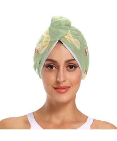 Cute Domestic Chicken Family Farm Hair Towel 2 Pack Super Absorbent Hair Drying Towel Quick Dry Hair Turbans Head Towel with Button Twisty Wrap for Women Girls
